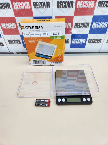 Báscula De Cocina 0,01-500g Acero Inoxidable GRIFEMA - Con Pantalla LCD, Digital, Balanza Con Tapa, Acero Inoxidable (Exclusivo En Amazon), 0.01 - 500 g